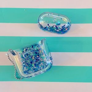 Airpods case floating blue glitter